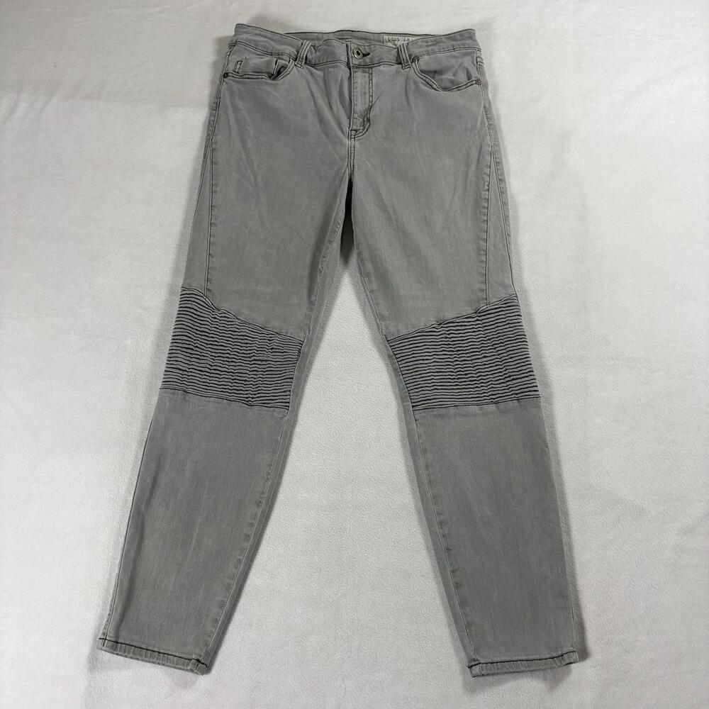 Moto Biker Skinny Jeans Pistola Tag 32 Fits Like 30X26 Gray Stretch Panel Denim